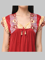 Mahroon Women's Satin Solid Nighty