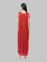 Mahroon Women's Satin Solid Nighty