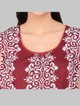 Brown & white batik print Women's Cotton Sleeveless Nighty