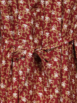 Brown Women's Feather Floral Printed Sleeveless Nighty