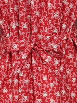 Red Women's Feather Floral Printed Sleeveless Nighty