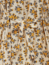 Yellow Women's Floral Printed Sleeveless Nighty