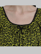 Green & Black Women's Abstract Print Sleevless Cotton Nighty