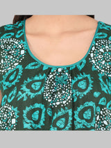 Blue & White Women's Cotton Floral Sleeveless Nighty by Shararat