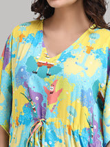 Women's F Is For Friends SpongeBob Printed Kaftan With Pocket Free size: S to XL
