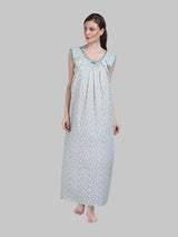 Green Women's Cotton Floral Sleeveless Nighty