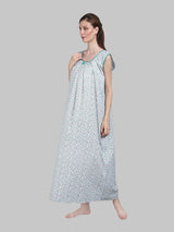 Green Women's Cotton Floral Sleeveless Nighty