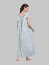 Green Women's Cotton Floral Sleeveless Nighty