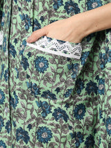Women's Floral Print Short kaftan With Pocket