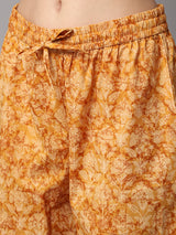 Yellow Floral Printed Women's Night Suit